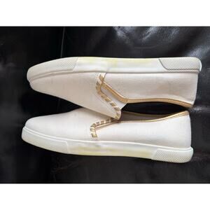 Jack Rogers Canvas Slip-On Sneakers White‎ with Gold